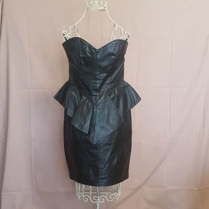 Black Leather Strapless Dress